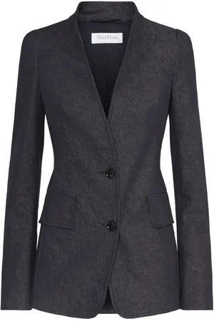 Max Mara Beatrice Denim Effect Cotton Blazer