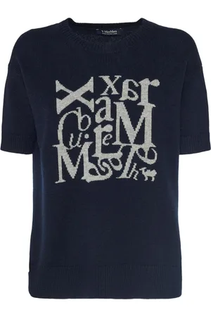 Max Mara Felicia Wool Knit Logo Short Sleeved Top