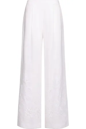ERMANNO SCERVINO Linen Wide Pants W/lace Details