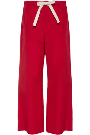 Max Mara Argento Cotton Poplin Wide Leg Pants