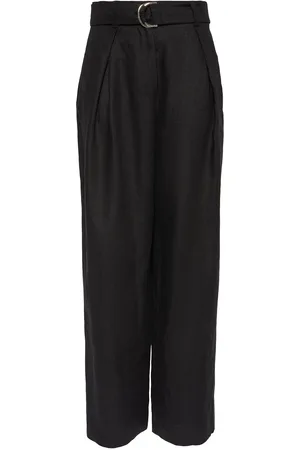 Max Mara Jane Belted Wide Leg Linen Pants