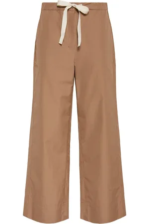 Max Mara Argento Cotton Poplin Wide Leg Pants