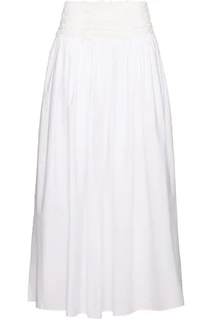 Long white cotton maxi skirt best sale