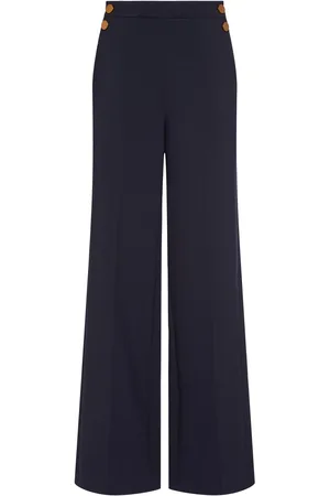 Max Mara Polonia Wool Blend Wide Pants W/ Buttons