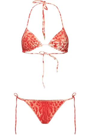 Roberto Cavalli Cheetah Skin Printed Triangle Bikini Set