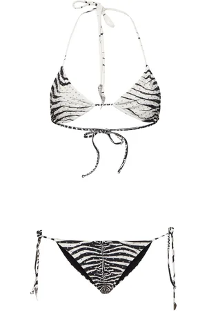 Roberto Cavalli Zebra Printed Triangle Bikini