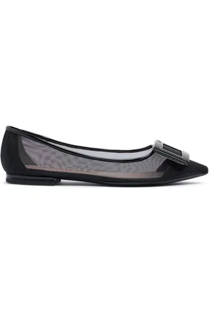 Roger Vivier 5mm Gommettine Mesh Ballerina Flats