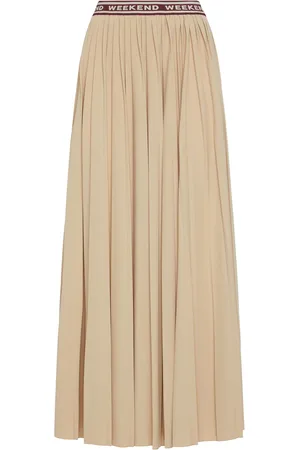 Max Mara Bleu Pleated Jersey Midi Skirt