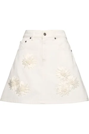 Msgm Embroidered Denim Mini Skirt