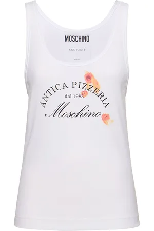 Moschino Logo Printed Rib Cotton Jersey Tank Top