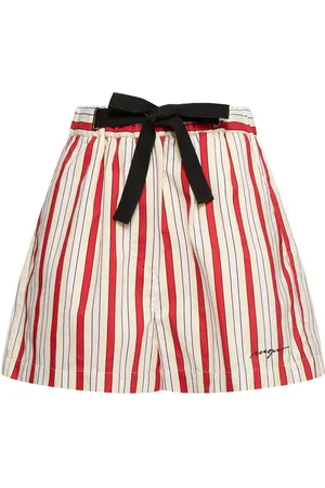Msgm Striped Cotton Blend Shorts W/bow
