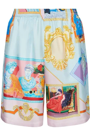 VERSACE Gallery Print Silk Twill Shorts