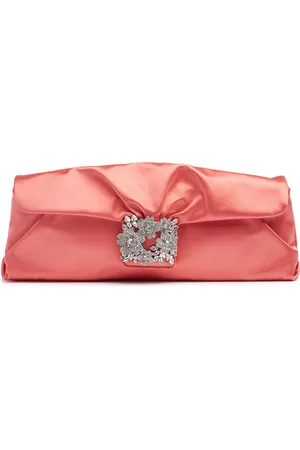Roger Vivier Long Bouquet Strass Satin Clutch