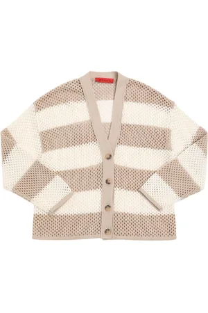 Max&Co. Striped Cotton Crochet Cardigan