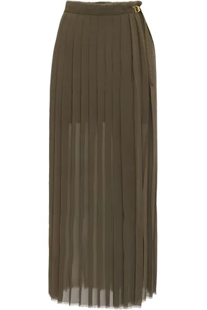 Ami Pleated Crepe Long Skirt