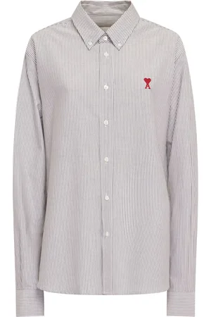 Ami Adc Striped Cotton Oxford Shirt