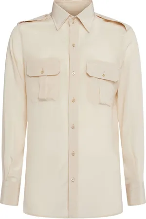 Tom Ford Light Silk Crepe De Chine Military Shirt