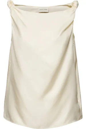 Loulou Studio Remy Sleeveless Draped Silk Top