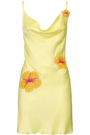 Leslie Amon Galli Embroidered Satin Mini Dress