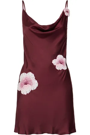 Leslie Amon Galli Embroidered Satin Mini Dress