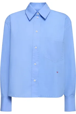 Victoria Beckham Cropped Long Sleeve Cotton Poplin Shirt