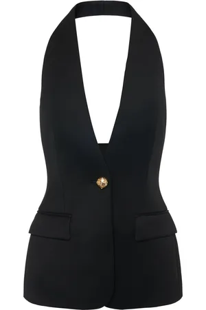 GIUSEPPE DI MORABITO Halter Neck Tailored Wool Long Vest