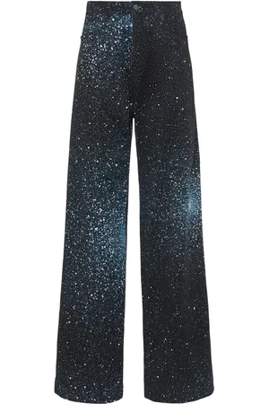 GIUSEPPE DI MORABITO Embellished Denim Wide Leg Jeans
