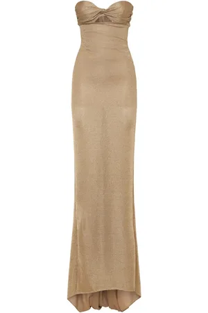 GIUSEPPE DI MORABITO Metalized Jersey Strapless Gown