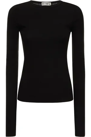 ÉTERNE Long Sleeve Fitted Cotton T-shirt