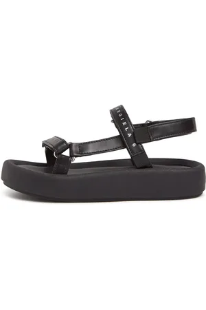 Maison Margiela Logo Print Faux Leather Strap Sandals