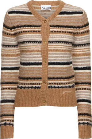 Ganni Striped Soft Alpaca Blend Cardigan