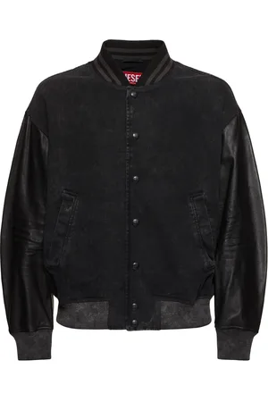 Diesel L-nyn Leather & Denim Bomber Jacket