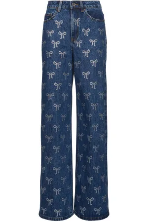 Self-Portrait Rhinestone Bow Denim Jeans
