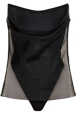 DEL CORE Draped Silk Bustier Top