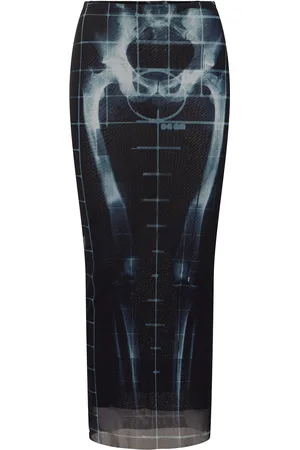 Jean Paul Gaultier Squeletor Printed Mesh Long Skirt