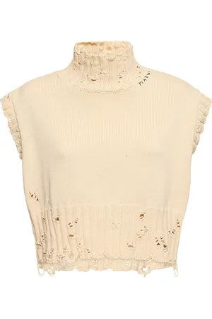 Marni Distressed Cotton Knit Turtleneck Vest