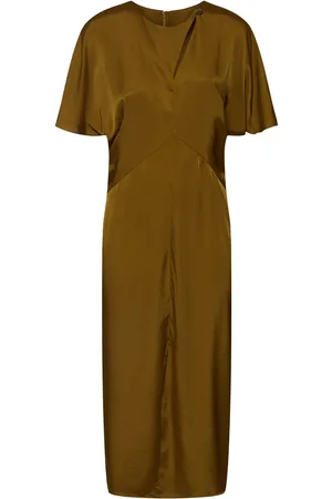 Soeur Ella Draped Satin Midi Dress