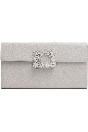Roger Vivier Sparkle Buckle Satin Envelope Clutch