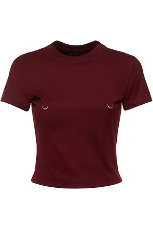 MUGLER Ring Detail Cropped Cotton Jersey Top