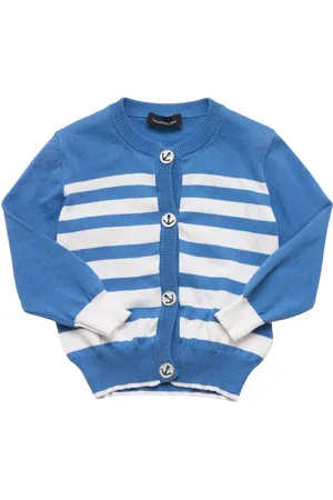 MONNALISA Striped Cotton Knit Cardigan