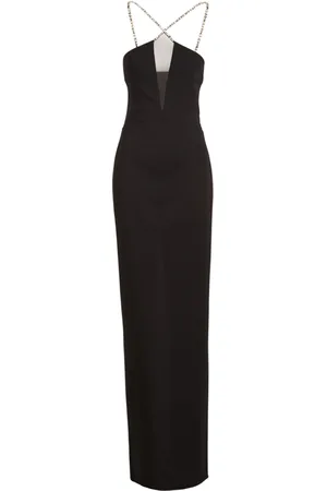 Azzaro Stretch Viscose Crepe Halter Neck Dress