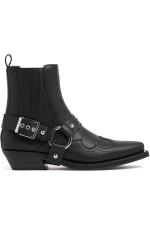 Ganni 40mm Fitted Recycled Leather Ankle Boots