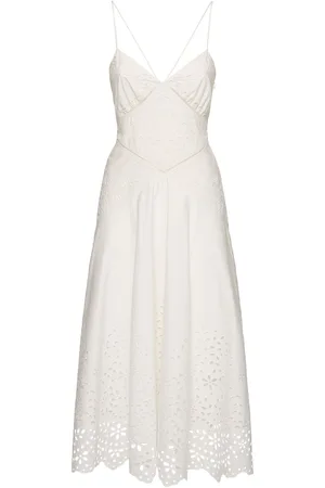 Self-Portrait Embroidered Cotton Midi Dress
