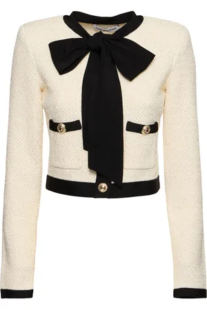 Self-Portrait Sequined Cotton Blend Bow Cardigan