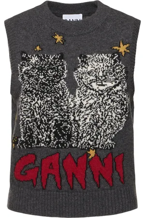 Ganni Cats Wool Blend Vest