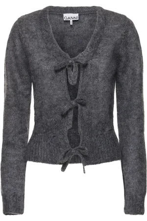 Ganni Tie-string Mohair Blend Cardigan