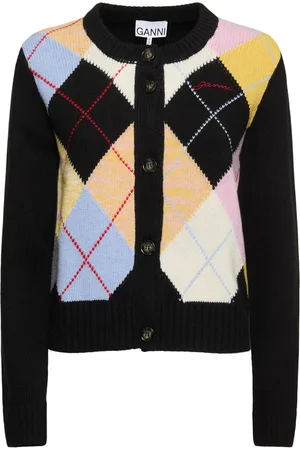 Ganni Harlequin Wool Blend Cardigan