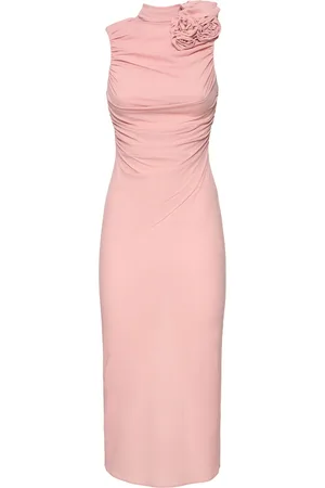 MAGDA BUTRYM Silk Sheer Roses Detail Midi Dress