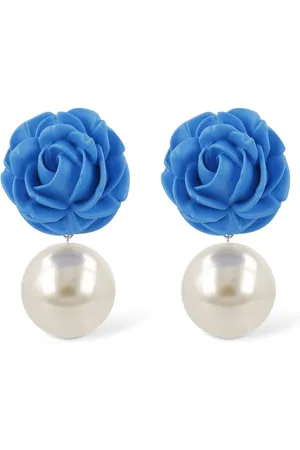 MAGDA BUTRYM Rose & Faux Pearl Pendant Earrings