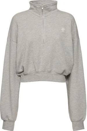 ÉTERNE Cropped Half-zip Cotton Blend Sweatshirt